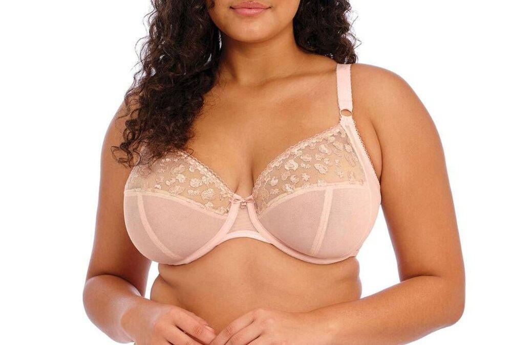 Elomi Namrah Bandless Sheer Underwire Plunge Bra Blush Pink Sz. 36L